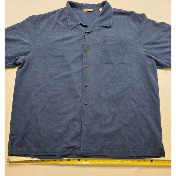 Paradise Collection Men's Blue 100% Silk Button Up Camp Shirt. Size XXL - Picture 5 of 9